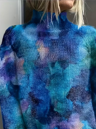 Women Abstract Long Sleeve Comfy Vintage Printing Sweater