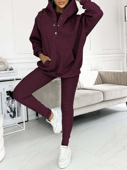 Women Plain Matching Outfit Daily Long Sleeve Casual Spring/Fall Multi-Piece Set Matching Set