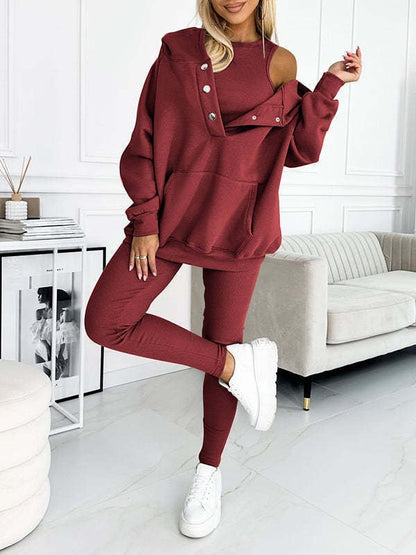 Women Plain Matching Outfit Daily Long Sleeve Casual Spring/Fall Multi-Piece Set Matching Set