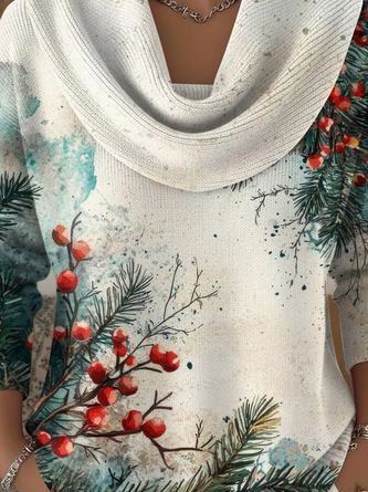 Women Gradient Pattern Long Sleeve Comfy Vintage Sweater
