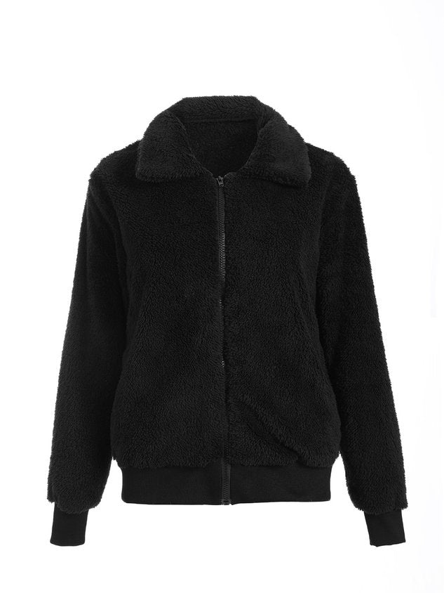 Women Spring/Fall Outerwear Casual Split Joint Plain Long Sleeve Shawl Collar Jacket
