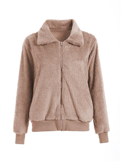 Women Spring/Fall Outerwear Casual Split Joint Plain Long Sleeve Shawl Collar Jacket