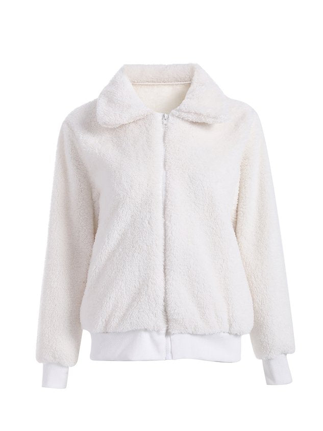 Women Spring/Fall Outerwear Casual Split Joint Plain Long Sleeve Shawl Collar Jacket