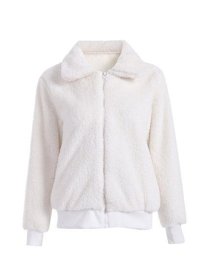 Women Spring/Fall Outerwear Casual Split Joint Plain Long Sleeve Shawl Collar Jacket