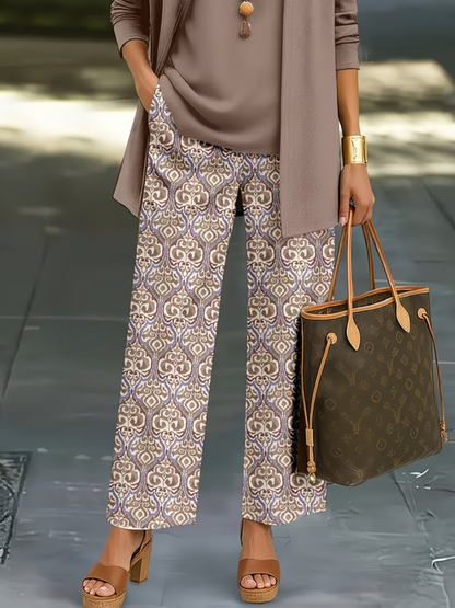 Women Abstract Printing Matching Outfit Daily Long Sleeve Casual Spring/Fall Multi-Piece Set Matching Set