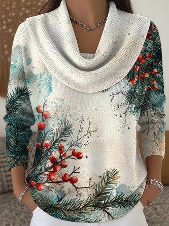 Women Gradient Pattern Long Sleeve Comfy Vintage Sweater