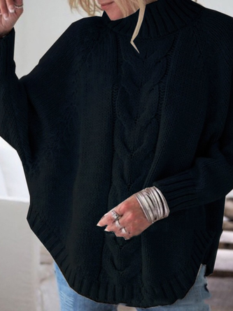 Women Plain Long Sleeve Comfy Street Jacquard Sweater