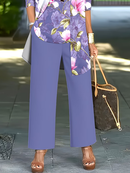 Women Floral Printing Matching Outfit Daily Long Sleeve Casual Spring/Fall Multi-Piece Set Matching Set