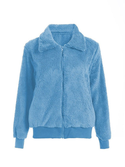 Women Spring/Fall Outerwear Casual Split Joint Plain Long Sleeve Shawl Collar Jacket