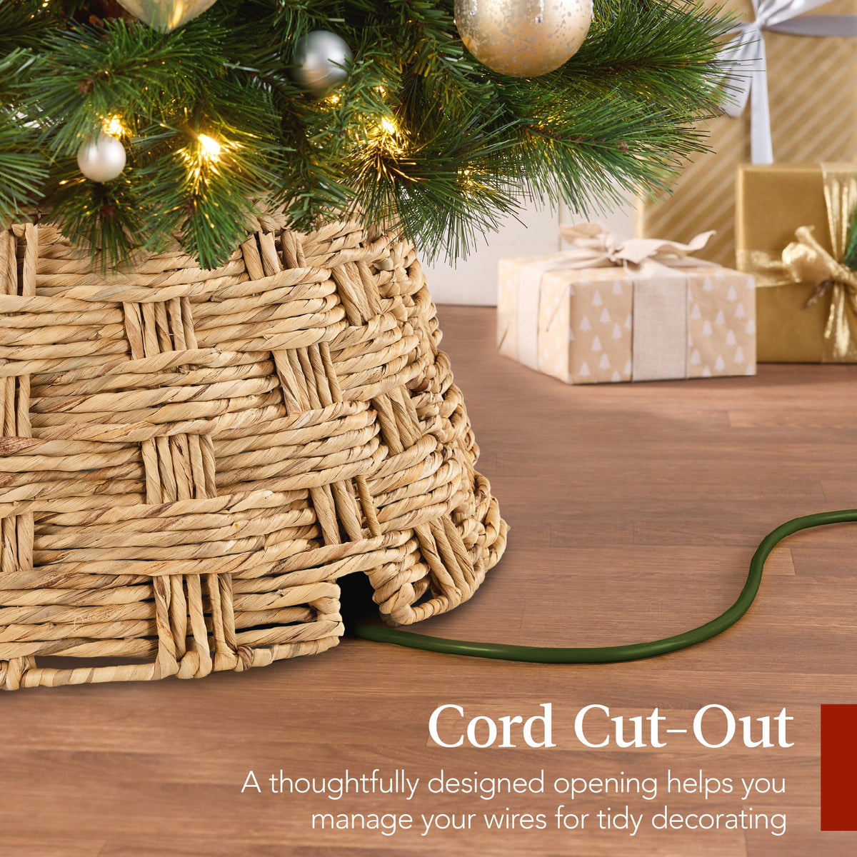 Basket Woven Hyacinth Christmas Holiday Tree Collar - 36in