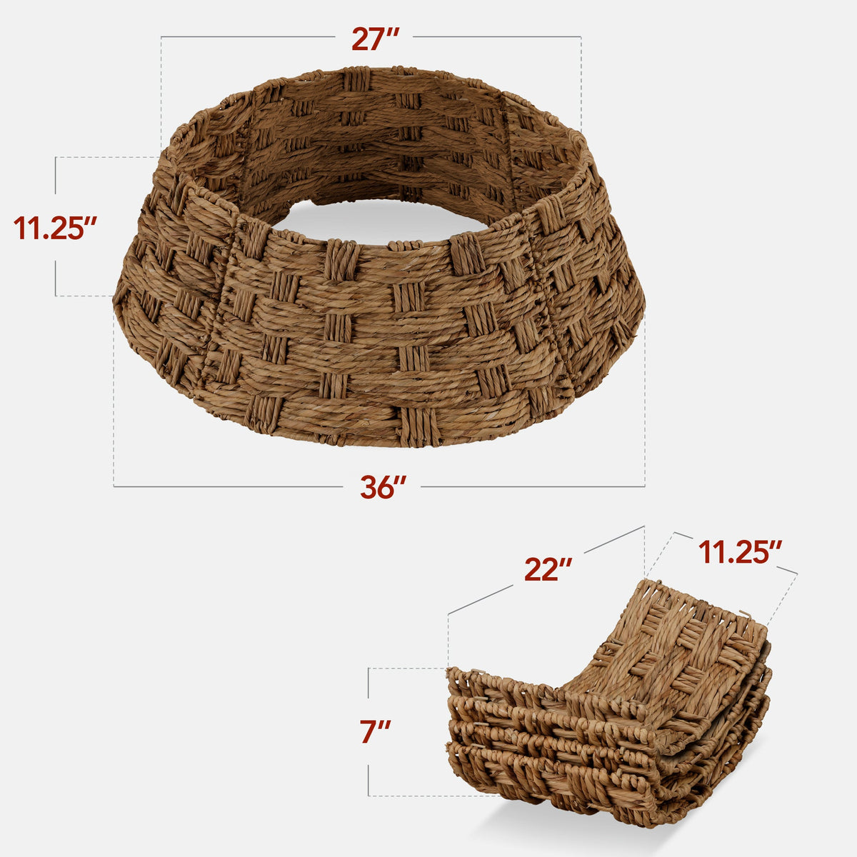 Basket Woven Hyacinth Christmas Holiday Tree Collar - 36in