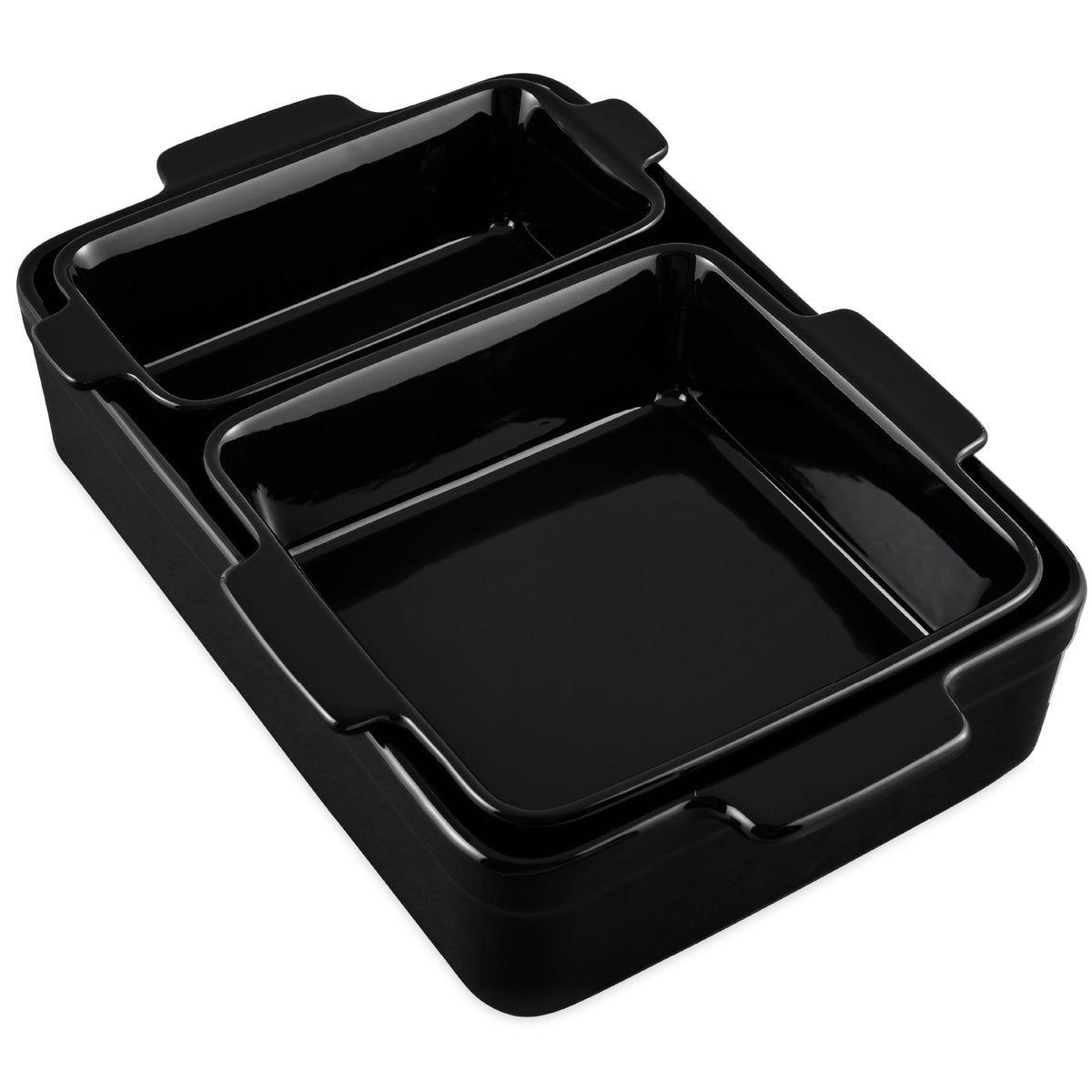 3-Piece Ceramic Casserole Dish Set W/Handles, Non-Stick for Baking & Serving