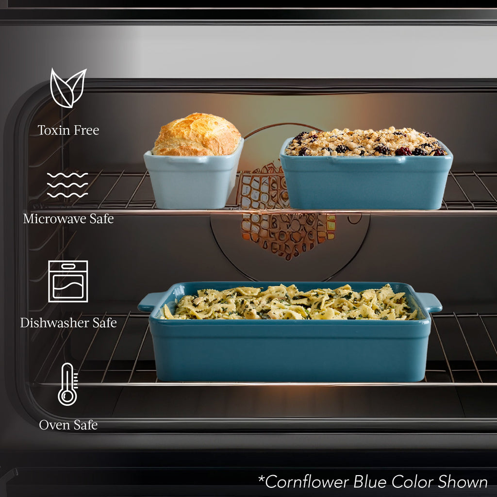 3-Piece Ceramic Casserole Dish Set W/Handles, Non-Stick for Baking & Serving