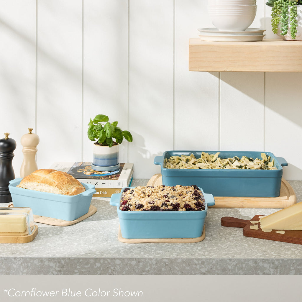 3-Piece Ceramic Casserole Dish Set W/Handles, Non-Stick for Baking & Serving