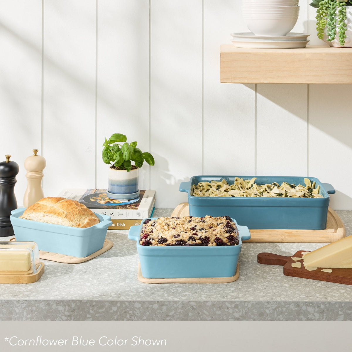 3-Piece Ceramic Casserole Dish Set W/Handles, Non-Stick for Baking & Serving