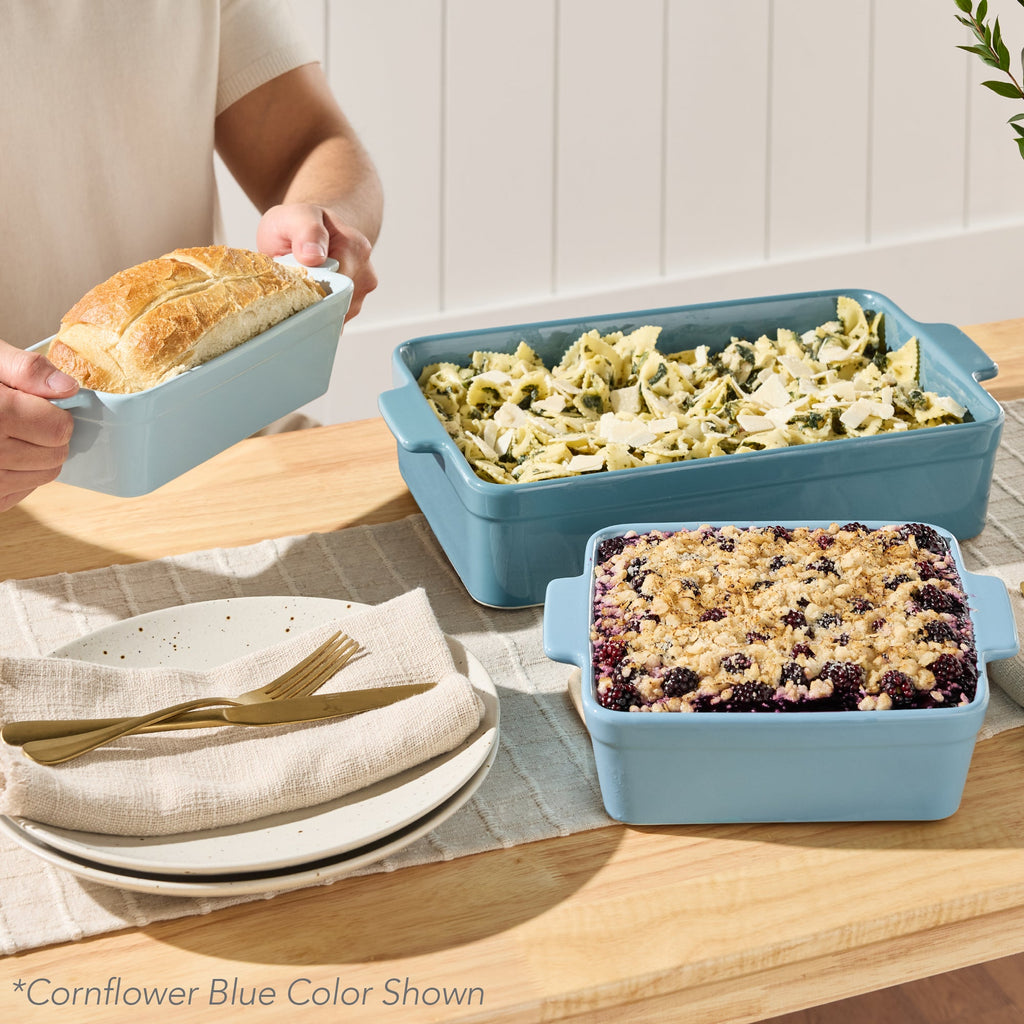 3-Piece Ceramic Casserole Dish Set W/Handles, Non-Stick for Baking & Serving
