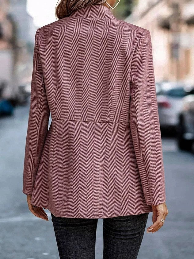 Women Spring/Fall Outerwear Casual Split Joint Geometric Long Sleeve Shawl Collar Jacket