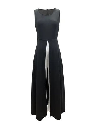 Women Sleeveless Crew Neck Regular Fit Ankle Pants Daily Casual Geometric Mid Waist Tank Jumpsuit